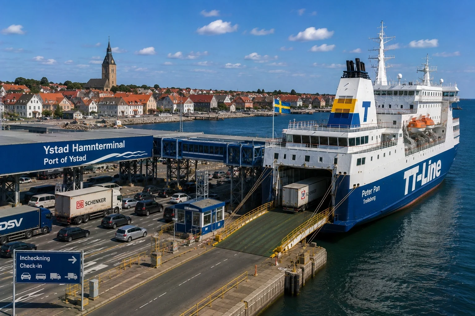 Ystad færgehavn i sydlige Sverige
